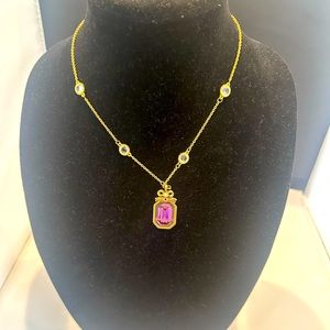 My Flat in London Gold necklace with Purple Crystal
